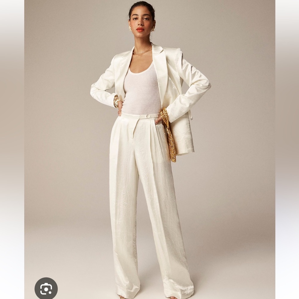 Anna October for J. Crew suit blazer and wide leg pant NWT 8 satin suit